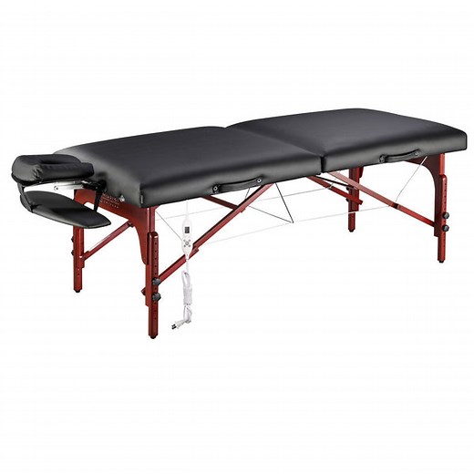 Master Massage 31" MONTCLAIR™ Portable Massage Table Package with Therma-Top® - Adjustable Heating System, Shiatsu Cables, & Reiki Panels! (Black)