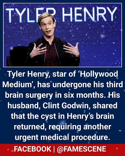 🚨 ‘Hollywood Medium’ Tyler Henry Undergoes Third Brain Surgery 💔🕊️ Tyler Henry, star of ‘Hollywood Medium’, has undergone his third brain surgery in six months. His husband, Clint Godwin, shared that the cyst in Henry’s brain returned, requiring another urgent medical procedure. #TylerHenry #HollywoodMedium #HealthUpdate #BreakingNews #StayStrong | FameScene