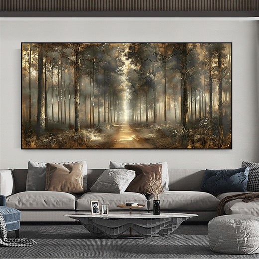 Large Abstract Forest Oil Painting on Canvas, Modern Textured Wall Art - Etsy