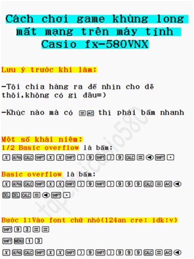 Hướng dẫn chơi 🦖 trên Casio 580VNX chi tiết