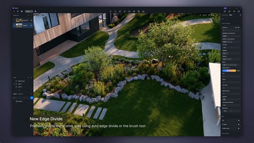 4K views · 11 reactions | Explore D5 Scatter with Auto Edge Divide Tool to bring greater efficiency and creativity to landscape design. Dozens of presets for vegetation scattering are available in D5 Asset Library. Drag and drop the one you like to create lush and appealing landscapes in seconds⚡. | D5 Render for Architects&Designers | Facebook