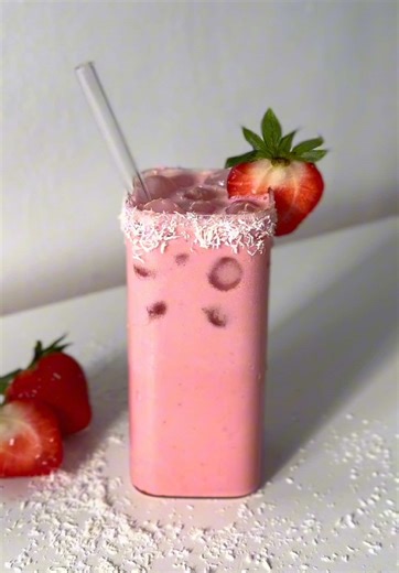 Delicious Pink Strawberry Coconut Cocktail Recipe