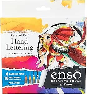 PILOT Enso Parallel Pen Kit with 6 Pack Black Ink Refills, 4 Nib Sizes (1.5mm, 2.4mm, 3.8mm, 6.0mm) (FP3-001-KTAZ)