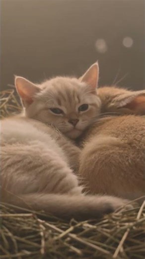 Kitten and Bunny Cuddle 🐱🐰