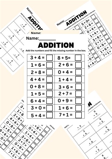Addition Worksheets: Fill in the Blank, Numbers 1-15 (printable) - Etsy Canada