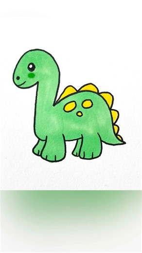 Cute dinosaur easy drawing for kids #artforkids #kidsvideo #simple #stepbystep #kidslearning #diy