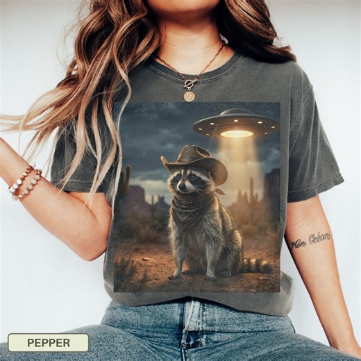 Cowboy Racoon Shirt, Western UFO Raccoon Shirt, Raccoon Gifts, Comfort Colors Raccoon Meme Shirt, Raccoon Sweatshirt, Funny Weirdcore Shirt - Etsy