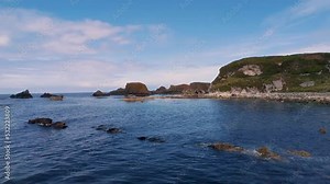 flying over ocean rock islands ocean coast