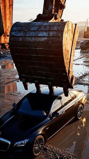 Luxury Sedan vs. Giant Excavator: Total Annihilation! 🤯