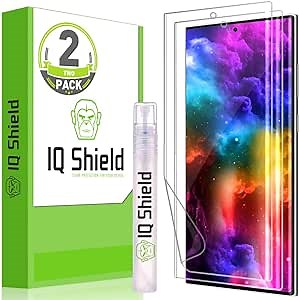 IQShield 2 Pack for Galaxy S22 Ultra Screen Protector: Clear TPU Film, Bubble-Free Installation, Scratch-Resistant, Case Friendly, HD Clarity for Ultimate Protection. Fingerprint Unlock