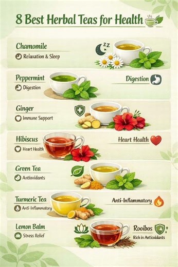 8 Best Herbal Teas for Health 🌿 | Natural Teas for Digestion, Sleep & Immunity. #shorts #tea