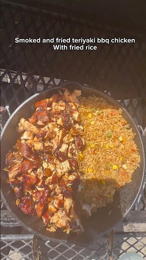 Smoked teriyaki bbq chicken with fried rice