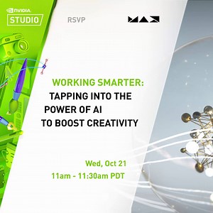33 reactions | Add AI to your creative workflows. 易 Tune in to our free Adobe MAX session on 10/21 and learn how to take full advantage of NVIDIA Studio tools and products designed to supercharge your creativity. Register now: https://nvda.ws/3nA0bSI | NVIDIA Studio | Facebook