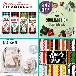 1.2K views · 240 reactions |  The Sublimation Craft Bundle Volume 7 is coming to town!  We've picked 30 products that are perfect for the winter holiday season's craft projects this year, so get crafty! ☃️ ❄️ 30 sublimation packs ❄️ Christmas designs for tumblers, mugs, keychains, and more ❄️ Unlimited downloads Grab yours now at 94% off ⏳ Limited time only https://designbundles.net/the-sublimation-craft-bundle | Design Bundles | Facebook