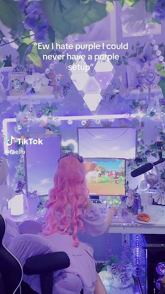 Lavender Purple Desk Setup - Cozy Gamer Fantasy