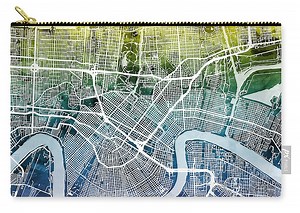 New Orleans Street Map #8 Zip Pouch by Michael Tompsett