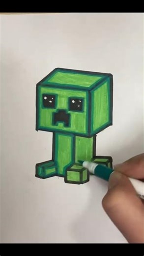 Coloring a Cute Minecraft Creeper 💚