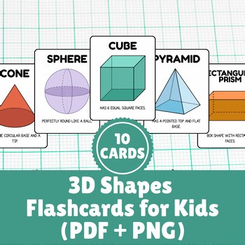 Printable Geometry Flashcards: 3D Shapes Learning Cards for Kids