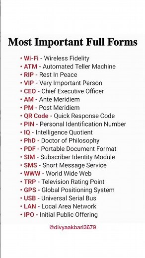 Most Important Full Forms in English🔥👩‍🏫#english #education #shortsfeed #learning