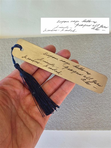 Custom Signature Bookmark: Laser Engraved Metal Reader Gift - Etsy