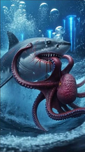 Mutant Octopus vs Megalodon Abyss #megalodon #giantoctopus #megashark