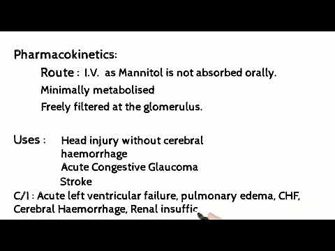 Mannitol | Osmotic Diuretic | Mechanism of Action, Uses, C/I | MEDU
