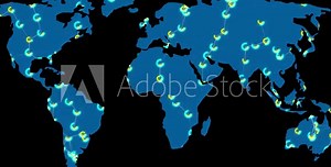 Worldwide global population infographics visual aid, pie charts with world map in background.