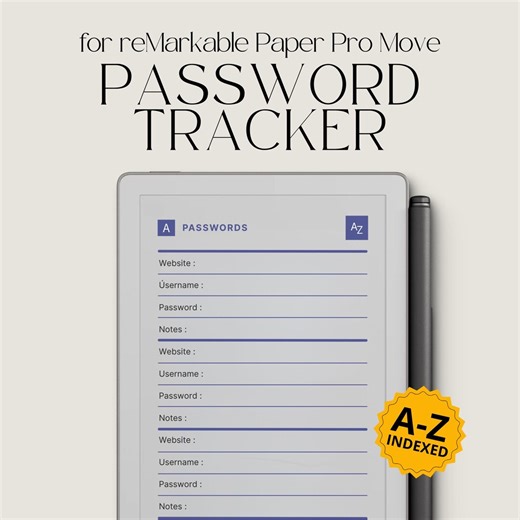 Password Tracker for Remarkable Paper Pro Move: Password Manager, Password Book, Password List Template, Password Keeper, Password Notebook - Etsy