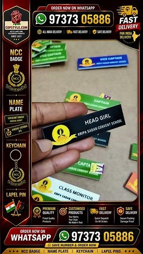 Premium School Captain Name Badge | Custom Acrylic Pocket Badge | Vice Captain & House Captain Badge