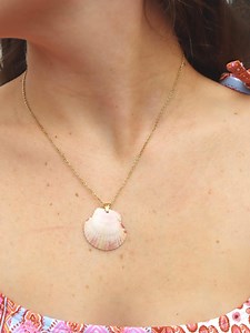 Shell necklace- Handmade Coastal necklace with real Calico seashells, dainty seashell, ocean and mermaid jewelry