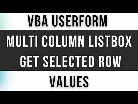 VBA Userform Multi Column Listbox Get Selected Row Value