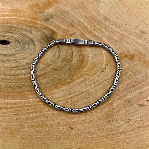 925 Sterling Silver, Round Byzantine Chain, 3.20 Mm Byzantine Chain Bracelet, Handmade Silver Jewelry, Box Clasp Byzantine, Gift for Men - Etsy