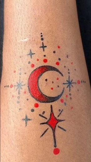 Red & Black Magic: Aesthetic Moon Tattoo 🌙✨ #shorts #tattoo #tattooart #gelpenart