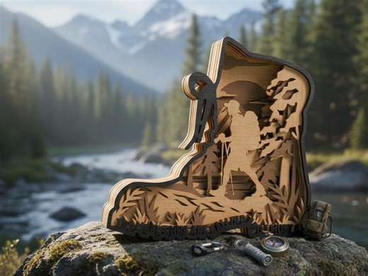 Hiking Adventure Time 3D Multilayer Wooden Laser Cut Svg File, Mountain Wild Life Layered Dxf, Extreme Sport Cutting Machine Download File - Etsy