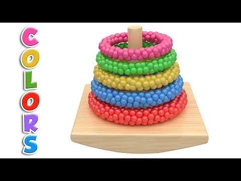 Learn Colors with Kids Wooden Stacking Ring Tower - Educational Videos