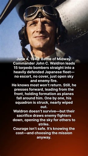 June 4, 1942. Battle of Midway. Commander John C. Waldron leads 15 torpedo bombers