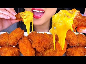 ASMR CHEESY FRIED CHICKEN WINGS #asmr #food #mukbang