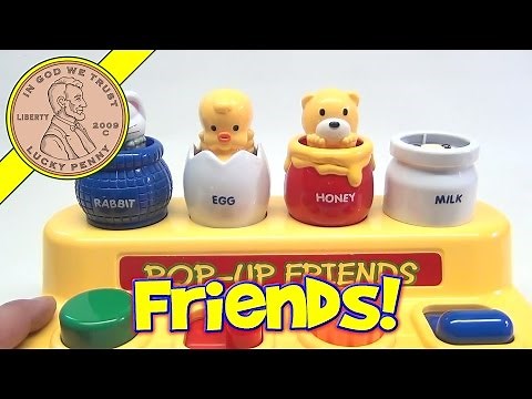 Megcos Pop-Up Friends Baby Toy - Rabbit Hole, Egg Baby Chick, Honey Pot Bear, Milk Jug Cow