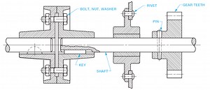 Rib in section view according to technical standards