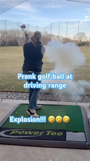 What happens when you swap a normal golf ball with a prank EXPLODING one at the driving range? 😳⛳