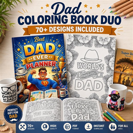 Dibujos para colorear del Día del Padre, libro para colorear para papá imprimible, más de 70 páginas de actividades para niños, regalo para el aula en formato PDF. - Etsy México