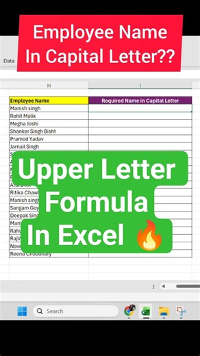 Upper Letter Formula in Excel 🔥 #excel #excelformula #exceltips