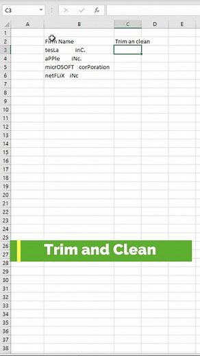 How to Trim and Clean Data#excel #exceltips #exceltutoriales