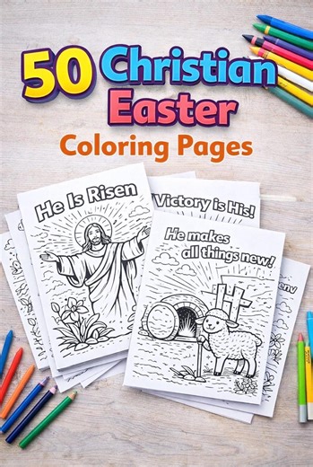 50 Christian Easter Coloring Pages for Kids | He is Risen Coloring Book | Bible Coloring Pages | Sunday School Printable | Religious Easter - Etsy