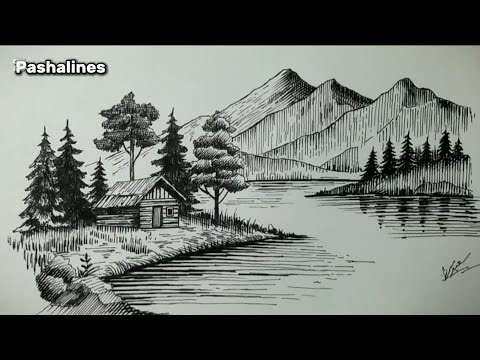 How to draw Nature landscape | Ink and Pen Step by step