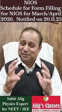 NIOS Notification: Schedule for Form Filling of NIOS , March/April -2026.