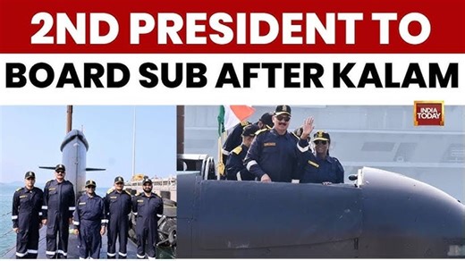 President Murmu Creates History, Undertakes Sortie on Submarine INS Vagsheer at Karwar