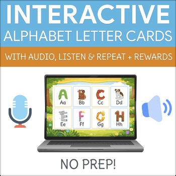 Digital Alphabet Letter Cards with Audio, Listen & Repeat, and Rewards
