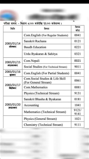 class 12 routine 2083 ? neb class 12 exam routine 2083 || 12 ko exam routine 2083