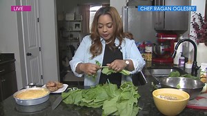 Turnip greens, black-eyed peas and corn bread by Chef Regan